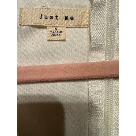 Just Me Dress Womens Size S White Floral Lace Mini Long Sleeve V-Neck Zip - Picture 5 of 7